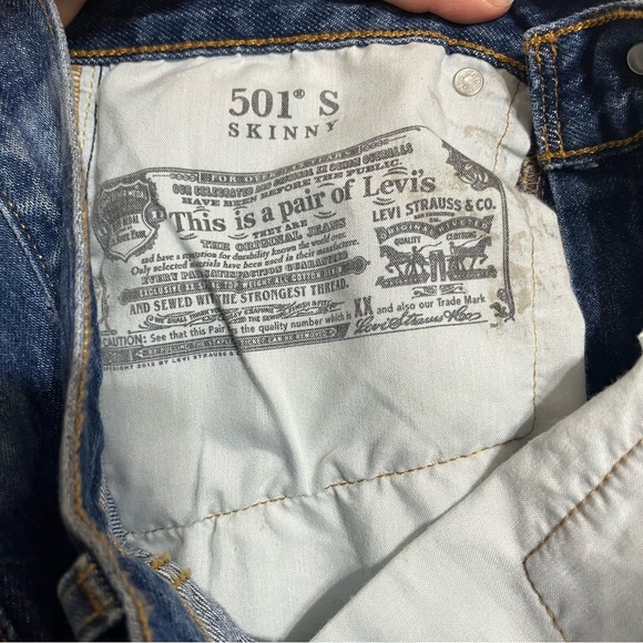 Levi's 501 30x29 Polka Dot Jeans High Rise Ankle Button Fly Raw Hem - Picture 7 of 9